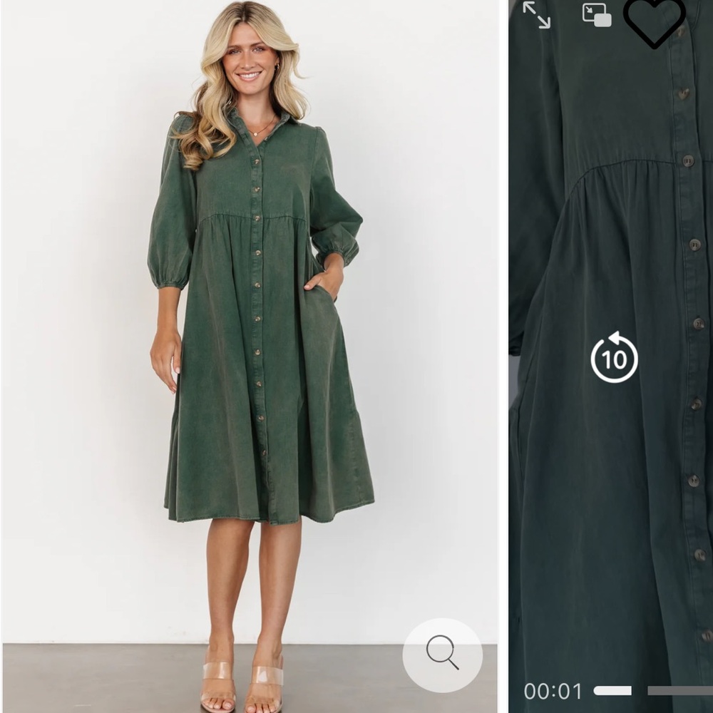 Baltic Born Forest Green Midi Dress